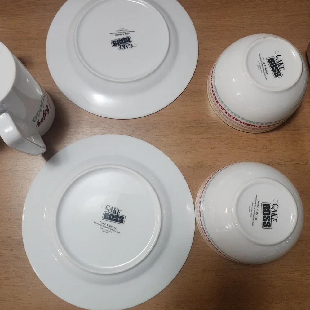 Buddy Valastro Cake Boss Icing And Quotes  Dish Set Dessert Plates Bowls  Cups